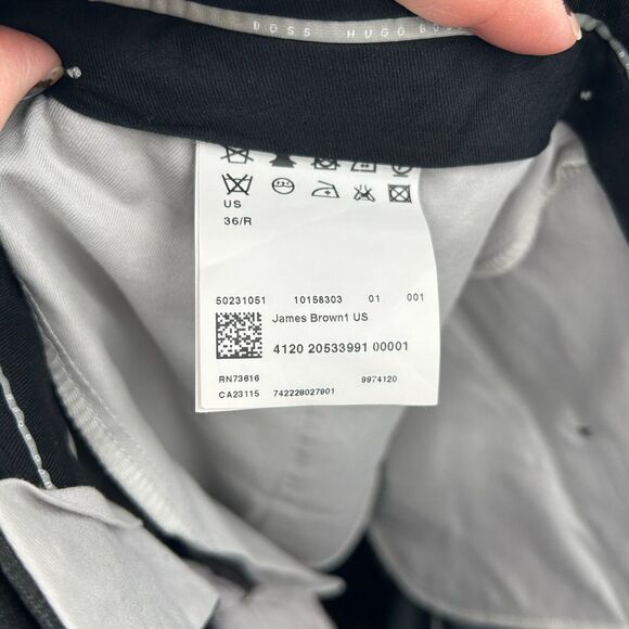 HUGO BOSS Men's 100% Wool Charcoal Gray Straight Leg Trouser Dress Pants Size 36 - Picture 6 of 8